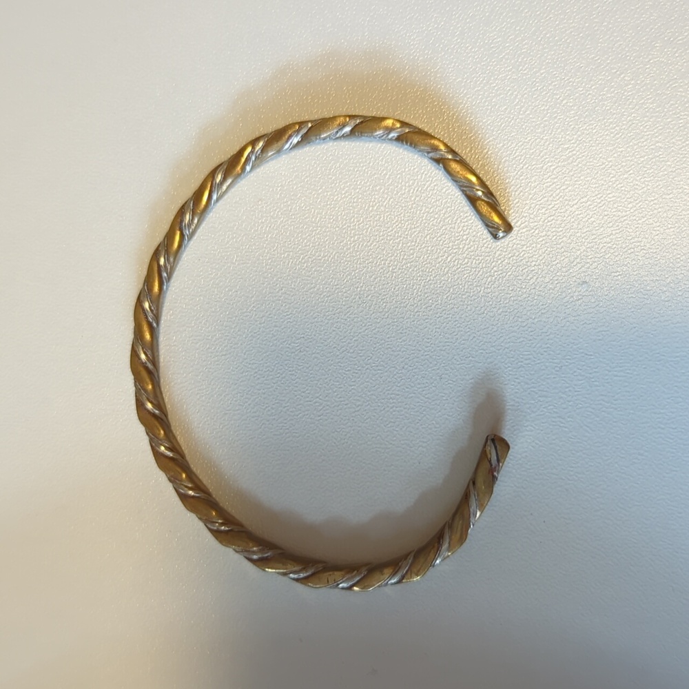Vintage Sergio Lub Brass and Sterling Silver Cuff Bracelet Bangle